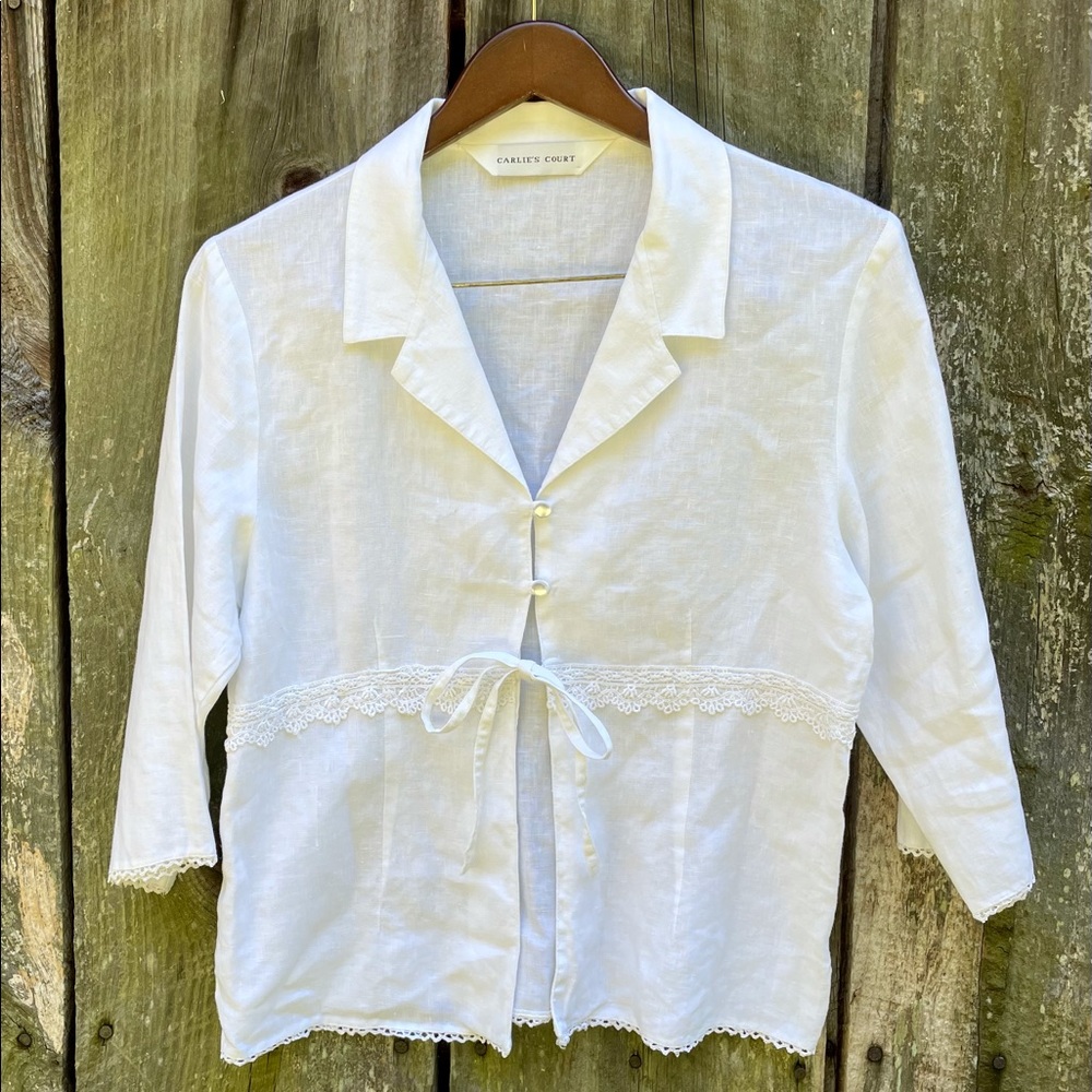 White Lace Trim Blouse